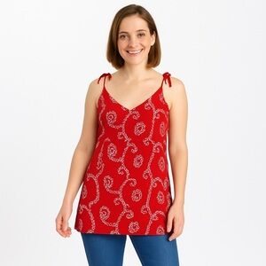 American Eagle Embroidered Tank, Red, Size XS